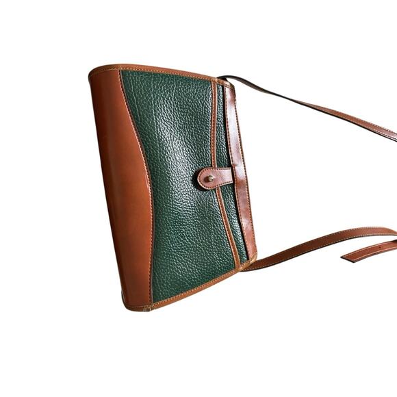 Dooney & Bourke Authentic Crossbody Leather Hunter Green Brown Handbag Purse - Picture 11 of 11